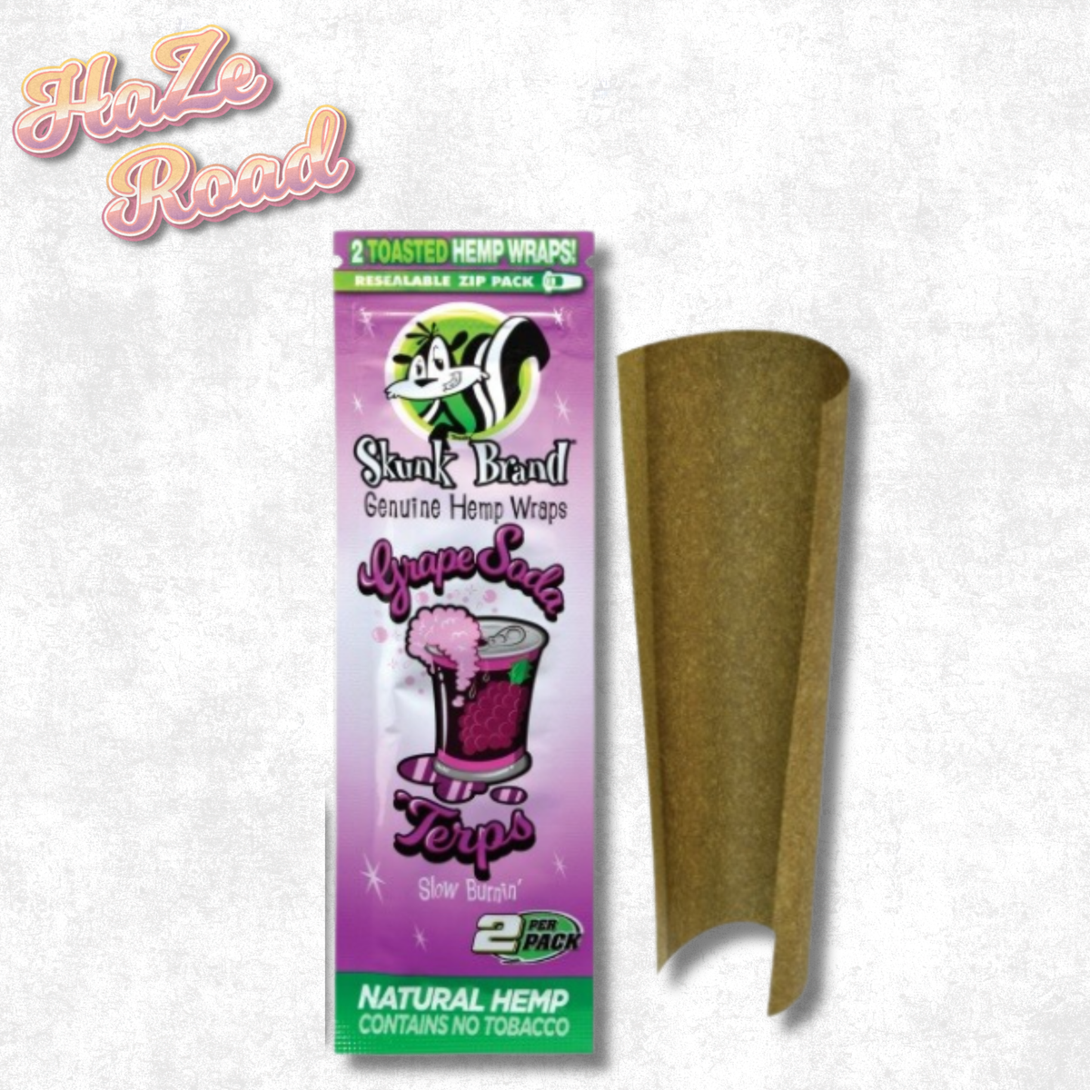Skunk Brand Grape Soda Hemp Wraps – 2 Toasted Natural Hemp Wraps