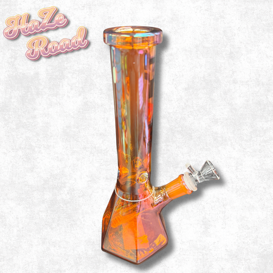 10" Hexagon Bottom Glass Bong (Orange)