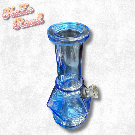 6" Blue Hexagon Beaker Bong