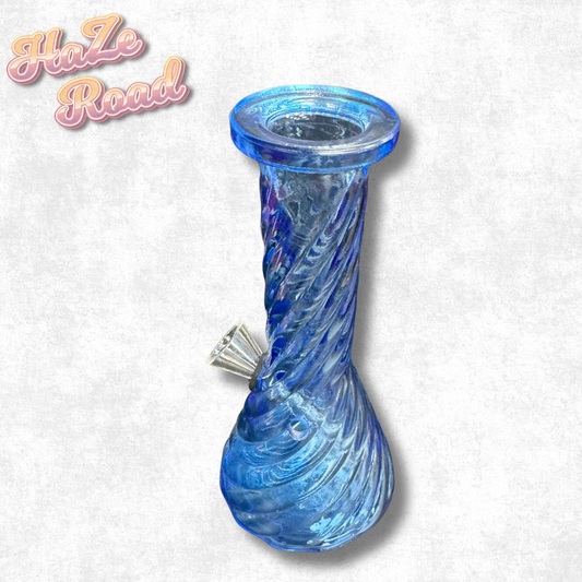 6" Blue Ribbed Beaker Bong