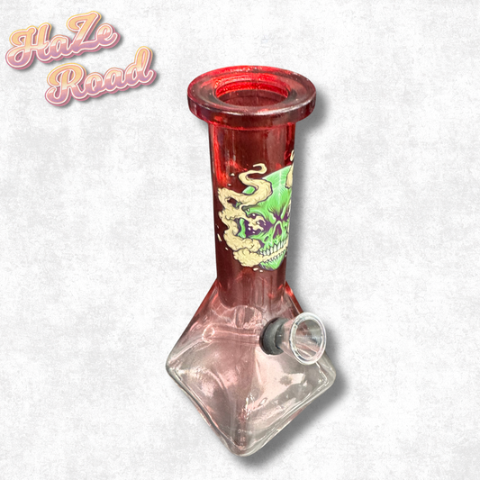 6" Square Bottom Beaker Steaming Skull Bong