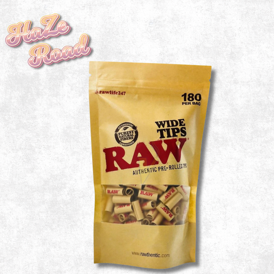 Raw Pre-Rolled Wide Unbleached Tips, Bag of 180