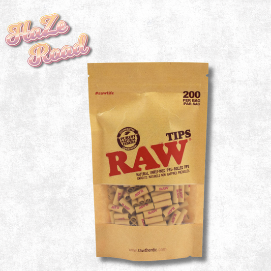 Raw Pre-Rolled Unbleached Tips, Bag of 200