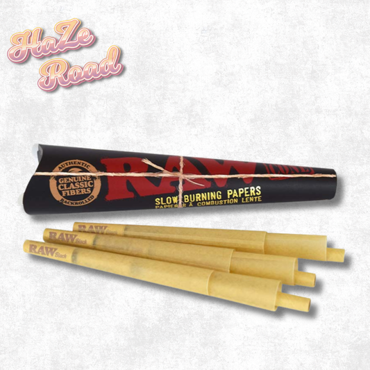 Raw Black Pre-Rolled Cones 1 1/4, Pack of 6